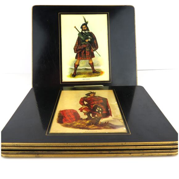 Vtg Lady Clare Scottish Clan Mini Placemats Set of 4 Felt Back Made in England - Picture 2 of 15